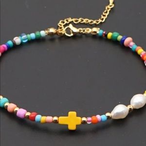 Yellow Bohemia cross Anklet
